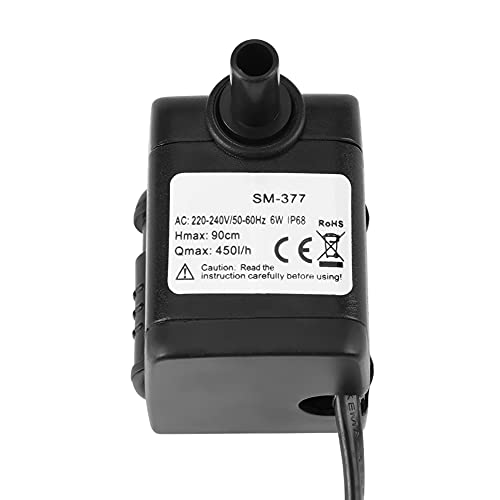 450l H 6W Ultra, 450l H 6W Aquarium Ultra Leise Tauchwasserpumpe Fischwasserpumpe für Aquarium Fischbrunnen Wasser Tauchpumpe, für Aquarium Fischbrunnen, Aquarium (SM-337 von HEEPDD