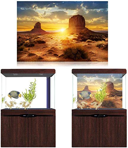 Aquarium Poster, Sonne und Wüste Stil Aquarium Terrarium Hintergrund Poster Verdicken PVC Klebstoff Statisch Haften Tapete Aufkleber (91 * 50 cm) von HEEPDD