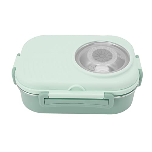 Bento-Behälter, Leckage Dichte Thermische Bento-Box mit Doppelschicht 1450 Ml Wiederverwendbares Fach aus Edelstahl mit Löffel für Schule (Grün) von HEEPDD