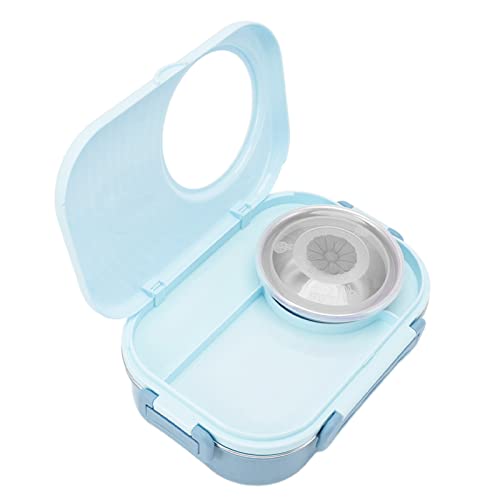 Bento-Behälter, Leckage Dichte Thermische Bento-Box mit Doppelschicht 1450 Ml Wiederverwendbares Fach aus Edelstahl mit Löffel für Schule (Hellblau) von HEEPDD
