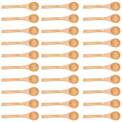 Children Spoon Mini Wooden Tool Kids Spoon Cooking Spoons Salt Spoon Seasoning 30Pcs Cooking Spoons von HEEPDD