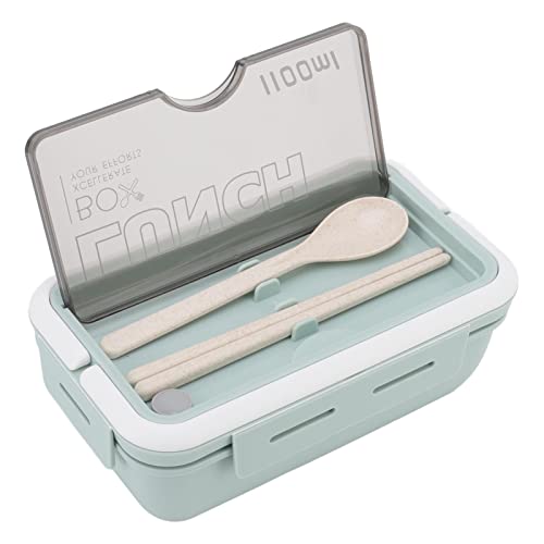 Fach Lunchbox Erwachsene Box 1100ml 2 Fach mit Telefonständer Löffel Essstäbchen für Schule (Grün) von HEEPDD
