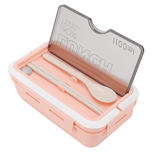 Fach Lunchbox Erwachsene Box 1100ml 2 Fach mit Telefonständer Löffel Essstäbchen für Schule (Rosa) von HEEPDD