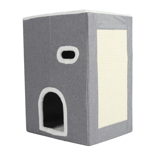 Faltbares Katzenhaus, tragbarer Katzenversteck mit dreilagigem Design und warmem Leinenmaterial, 18,5x14,6x24,8in, Geeignet für Reisen oder Unregelmäßigen Gebrauch von HEEPDD