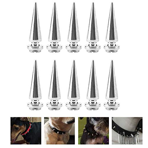 HEEPDD 10 Stück 10mm Metall Spike Nieten, Cone Spikes Metallic Schraube zurück Studs Cool Nieten Punk für DIY Lederhandwerk(Silber) von HEEPDD