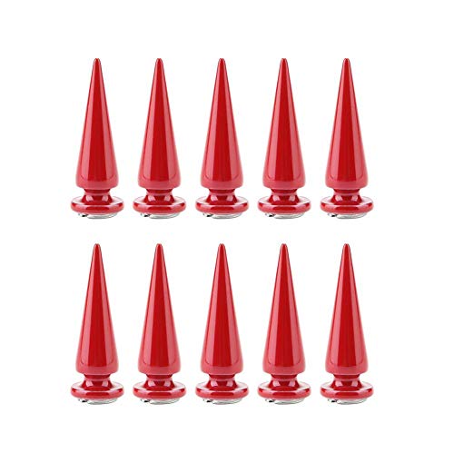 HEEPDD 10 Stück 10mm Metall Spike Nieten, Cone Spikes Metallic Schraube zurück Studs Cool Nieten Punk für DIY Lederhandwerk(rot) von HEEPDD