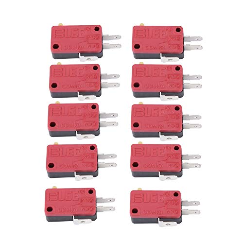 HEEPDD 10 Stücke Mikroschalter, rot 3 Pins Druckknopf Mikroschalter Mikro Endschalter für Arcade Spiel Arduino Mini Endschalter von HEEPDD