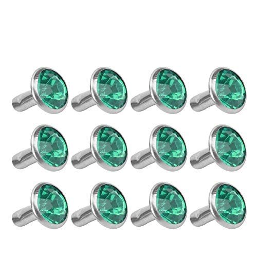 HEEPDD 100 Stück Kristallnieten, B Acryl Diamant Nieten Ledernieten 8 mm DIY Dekorativer Bolzen Synthetische Kristall für Gepäck Schuhe Hüte Kleidung Dekoration (Smaragd) von HEEPDD