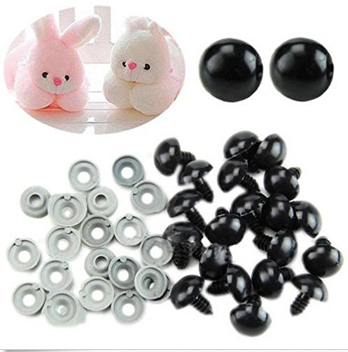 HEEPDD 100 stücke Puppen Augen, 6/9/10 / 12mm Schwarz Kunststoff Puppe Sicherheitsaugen mit Unterlegscheibe DIY Puppe Reparatur Zubehör für Puppe Plüsch Tier Teddybär Filzen Spielzeug(12mm) von HEEPDD