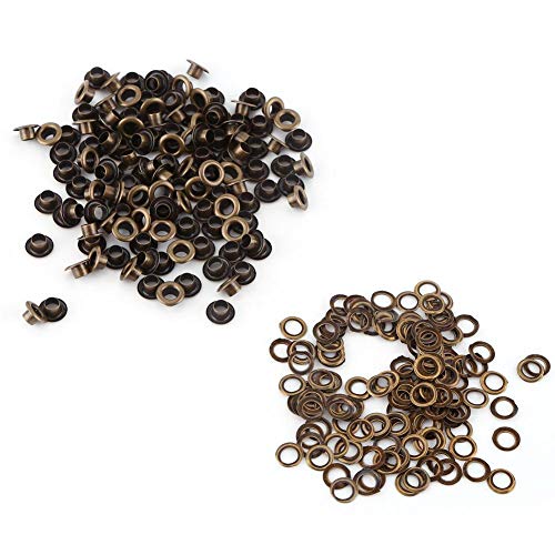 Ösen, Bronze, 6 mm, 100 Stück, Ösen, 6 mm, Bronze, Unterlegscheiben, Ösen, Handwerk, Nieten, Leder, Reparatur, dekoratives Zubehör (6 mm) von HEEPDD