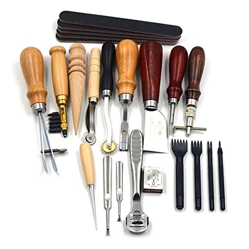 HEEPDD 19 PCs Leder -Arbeitswerkzeuge, Ledernähte Carving Craft Punch Kit für Anfänger von Ledercraft oder Erwachsene Geschenke HEEPDD 19 PCs Leder -Arbeitswerkzeuge, Ledernähte Carving Craft Punch Kit für Anfänger von Ledercraft oder Erwachsene Geschenke von HEEPDD