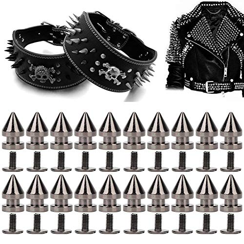 HEEPDD 20 Stücke 8x13,5mm Metall Niet Kugel Spikes Legierung Kleine Baumform Kugel Kegel Spike Nieten Punk Stud Schraube Zurück Nägel Taste für DIY Lederhandwerk(Schwarz) von HEEPDD