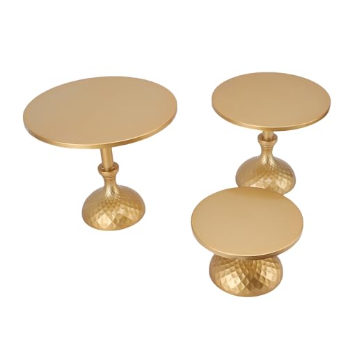 HEEPDD 3PCS Gold Dessert Display -Set, Eisenkonstruktion Runde Kuchenständer für Hochzeiten und Partys, die Mehrere Größen mit Elegantem Goldfinish Servieren von HEEPDD