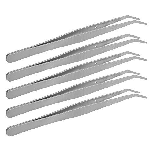 HEEPDD 5pcs Gebogene Pinzetten -Set, Präzisions -Edelstahl Ergonomisches Design Einfach zu Verwendende Pweezer Zum Nähen von Handwerks -DIY -Projekten Hausreparaturen und Fachkräfte von HEEPDD