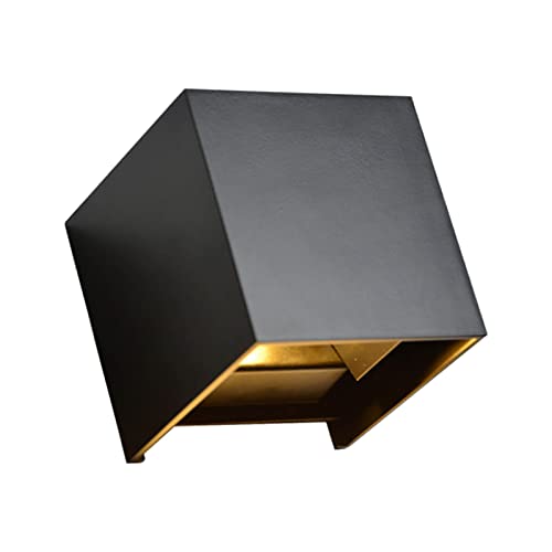 HEEPDD 6W LED Square Up and Down Light Moderne Wohnzimmer Schlafzimmer Wandleuchte Einstellbarer Lichtwinkel wasserdichte LED Cube Wandleuchte Schwarz von HEEPDD