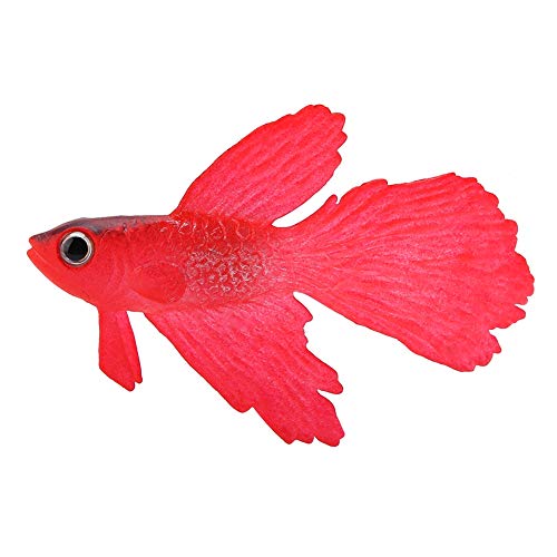 Aquarium Dekoration, Gefälschte Fisch Dekoration Lustige Künstliche Silikon Kleine Fisch Ornament Aquarium Silikon Material Ornamente für Süßwasser Salzwasser Aquarium[Roter Betta Fisch]Ornamente von HEEPDD