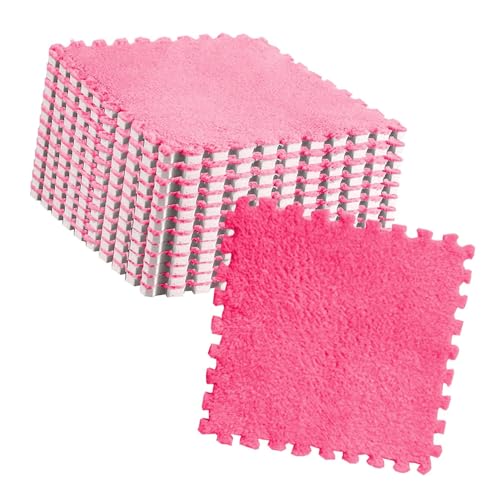 HEEPDD Dicke Nicht Ineinandergreifende Teppichfliesen Erschossen und Sicher für Babys Schlafzimmer [10pcs] (Rosenrot) von HEEPDD