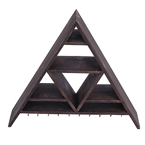 HEEPDD Dreiecksregal, Wandmontage Haushaltsvorräte Zedernholz -Display -Regal mit Mehrfacher Abteilungen für Kristallschmuck ätherische Öllagerung von HEEPDD