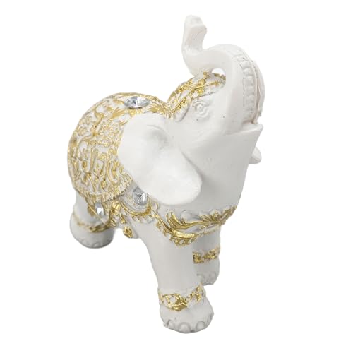 HEEPDD Elefantskulptur Weißer Harz Elefant Statue, Elefantskulptur Lucky Animal Figur für Home Office Dekoration Eingangsbuchhandel Tägliche Dekoration (350ML) von HEEPDD