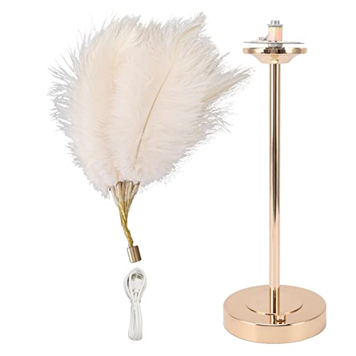 HEEPDD Feather Tischlampe, Dekorative Nachttischlampe USB Stecker Dimmbar 3 Farben Romantisch Sicher Modern für Schlafzimmer Bis Wohnzimmer (Weiss) von HEEPDD