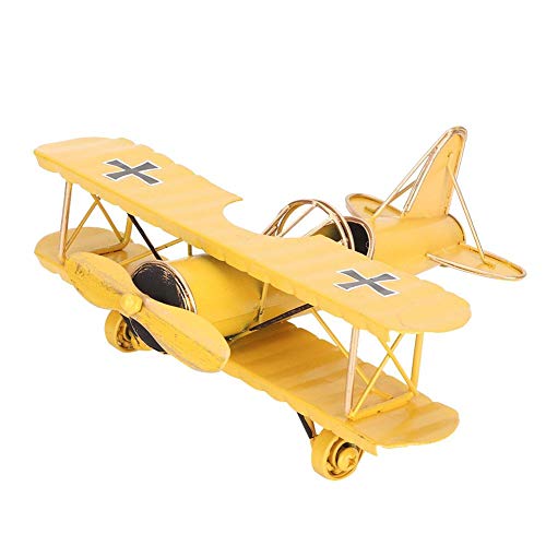 HEEPDD Flugzeug Modell, Mini Metall Doppeldecker Flugzeug Modell Spielzeug für Wohnkultur Ornament Foto Requisiten Arbeitszimmer Desktop Dekoration(Gelb) von HEEPDD