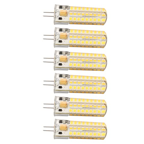 HEEPDD G4 LED-Glühbirne, Schnelle Wärmeableitung, 700 Lm, 72 LEDs, Silikon, G4-Glühbirne, 7 W, 360-Grad-Beleuchtung, 6 Stück, für Tischlampe, für Deckenlampe, für Hängelampe (Warmes von HEEPDD