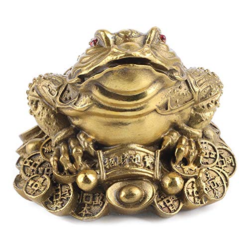 HEEPDD Goldene Kröte, Messing Dreibeinige Goldkröte Figur Chinese Feng Shui Reichtum Geld Frosch Glück Beten Dekoration Shop Salon Eröffnung Geschenk[1] Figuren von HEEPDD