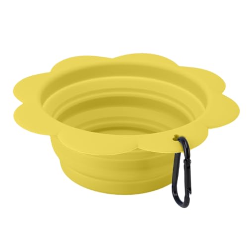 HEEPDD Große Zusammenklappbare Hundeschalen, 2 Pack Tragbare Haustier Wasserschale Faltbare Reise Hundeschale Haustier Fütterungsschale mit Zum Wanderwanderungen (Yellow) von HEEPDD