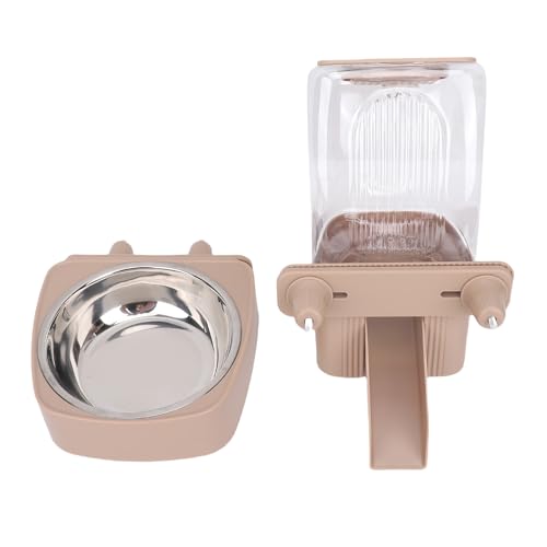 HEEPDD Hängende Hundefutterhäute, Katzenfutterspender Großer Kapazitätssparen Sparender Haustier Hängende Nahrungsmittel -Wasserfuttermittel für Käfig mit Plastikmaterial für Katzen (Brown) von HEEPDD