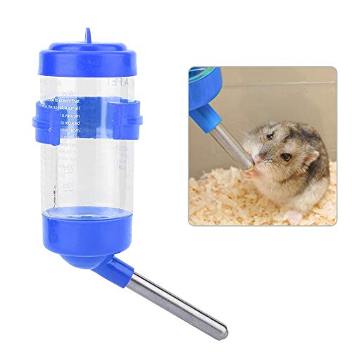 HEEPDD Hamster-Wasserflasche, 80 ml, tropffrei, aus Kunststoff, zum Aufhängen, für Igel, Kaninchen, Eichhörnchen, Rennmäuse, Meerschweinchen, Zwergchillas (blau) von HEEPDD