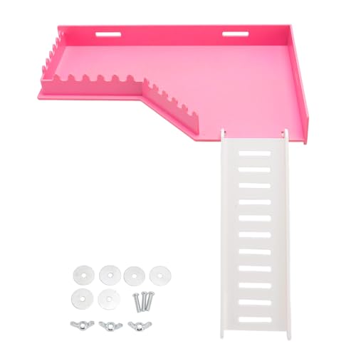 HEEPDD Hamsterplattform, Standing Platform mit Leiter für Hamsterkletterplattform Tiere Käfigzubehör Haustierübung Spielzeug für Kleine Haustiere Geeignet (L Form) von HEEPDD