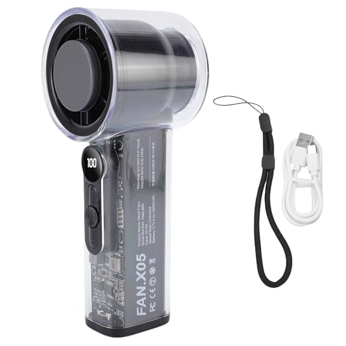 HEEPDD Handheld -Mini -Lüfter, 6 Arbeitszeiten 100 Geschwindigkeiten Tragbarer Handheld -Lüfter mit Turbo -Strom -Hochgeschwindigkeitsluft und Mini -Taschen -Design für Outdoor (BLACK) von HEEPDD