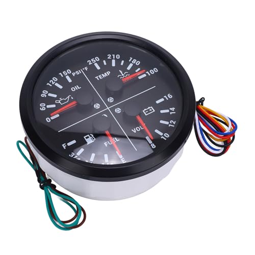 HEEPDD Kraftstoffspiegel Öldruck Wassertemperaturspannungsmesser mit 4 in 1 Multifunktionsmessstich DC 12V 0-150 PSI 100-250 ℉ 8-16 V Voltmeter für RV-Bootswagen, Tachometermeter mit 4 in 1 HEEPDD Kraftstoffspiegel Öldruck Wassertemperaturspannungsmesser mit 4 in 1 Multifunktionsmessstich DC 12V 0-150 PSI 100-250 ℉ 8-16 V Voltmeter für RV-Bootswagen, Tachometermeter mit 4 in 1 von HEEPDD