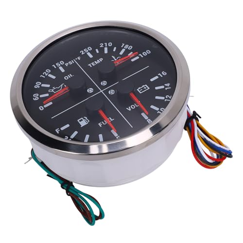 HEEPDD Kraftstoffspiegel Öldruck Wassertemperaturspannungsmesser mit 4 in 1 Multifunktionsmessstich DC 12V 0-150 PSI 100-250 ℉ 8-16 V Voltmeter für RV-Bootswagen, Tachometermeter mit 4 in 1 HEEPDD Kraftstoffspiegel Öldruck Wassertemperaturspannungsmesser mit 4 in 1 Multifunktionsmessstich DC 12V 0-150 PSI 100-250 ℉ 8-16 V Voltmeter für RV-Bootswagen, Tachometermeter mit 4 in 1 von HEEPDD