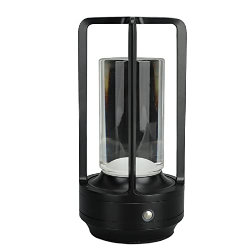 HEEPDD Nachttischlampe, Stufenlos Dimmbare Kabellose Tischlampe 3 Farben Aluminiumkristall für Wohnzimmer (Schwarz) von HEEPDD