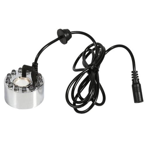 HEEPDD Nebler, Wasserbrunnen, Teichzerstäuber, Luftbefeuchter mit 12-Farben-LED, Tragbarer 24-V-Mini-Mute-Farbwechsel-Ultraschall-Nebelhersteller für Zuhause (Zerstäuberkopf mit DREI Farbverlauf) von HEEPDD