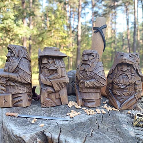 HEEPDD Odin Thor Wikinger-Statue aus Kunstharz, Kunsthandwerk, Ornamente für Zuhause, Garten, Dekoration (Audding - Langwaffe) von HEEPDD