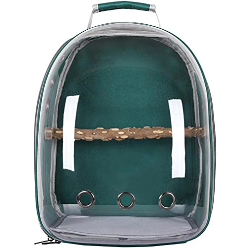 HEEPDD Pet Parrot Carrier Bird Travel Backpack, Space Capsule Transparente Tasche Atmungsaktive Parro Tragbare Atmungsaktive Tasche Pet Bird Leichter Reisekäfig mit Stehstange (Grün) von HEEPDD