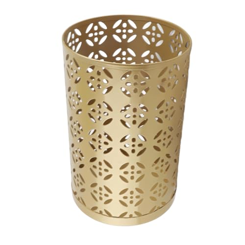 HEEPDD Regenschirmhalter, Runder Metermetall -Regenschirm -Stand mit Hohlen Kupfermuster für Home -Eingang, Büroorganisator für Regenschirme und Stöcke (Gold #13) von HEEPDD