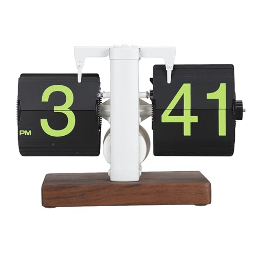 HEEPDD Retro Digital Flip Clock, 12h Einseitige Flip-Schreibtischuhr mit Glattem Oberflächenverstellbarer Nicht Rutscher Basis für Wohnzimmer Büro Wohnheimdekoration (Grüne Seite für gefrostete von HEEPDD