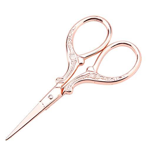 HEEPDD Schere, Europäische Retro Kreuzstich Scharfe Schere für Schneiderin Handarbeit Nähen Handwerk Stoff Alltagsgebrauch(Rose Gold) von HEEPDD