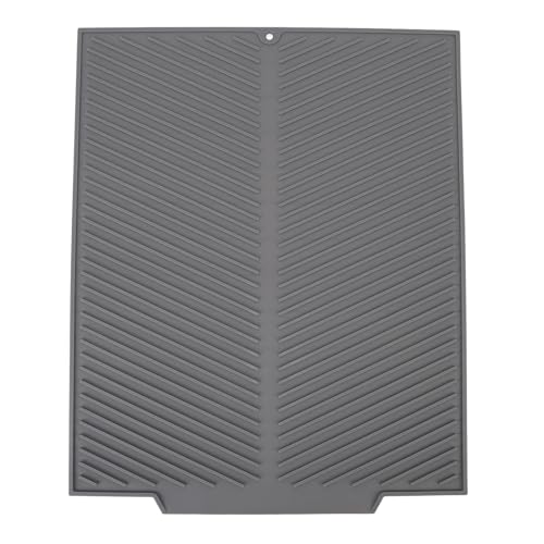 HEEPDD Silikon-Trocknungs Matte, Geschirr Trocknungs Kissen Rutsch Feste Abfluss Matte Große 485x40 5mm/19,09x15,94 in Beständigkeit für Küchen-Theken-Spüle Kühlschrank (GREY) von HEEPDD
