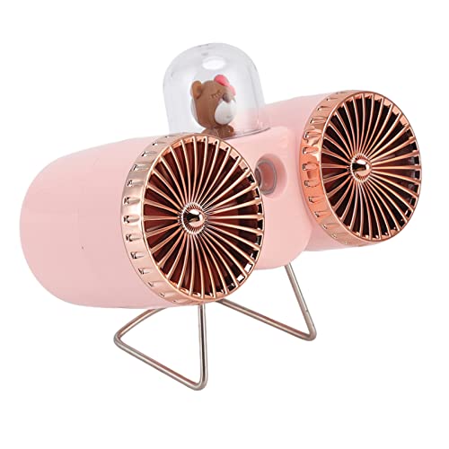 HEEPDD USB-Tischventilator, Starkes Wind-Retro-Erscheinungsbild, Doppelflügel-Tischventilator mit 3 Geschwindigkeiten für Schlafsäle (Rosa) von HEEPDD