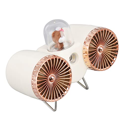 HEEPDD USB-Tischventilator, Starkes Wind-Retro-Erscheinungsbild, Doppelflügel-Tischventilator mit 3 Geschwindigkeiten für Schlafsäle (Weiss) von HEEPDD
