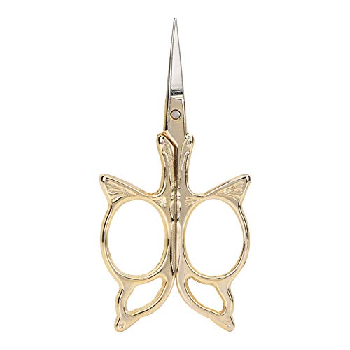 Stickerei Schere, Retro Edelstahl scharfe Spitze Schmetterling Muster Nähen Schere Vintage Stick Schere Handwerk DIY Werkzeuge für Stickerei Handarbeiten Nähen Basteln und täglichen Gebrauch(Gold) von HEEPDD