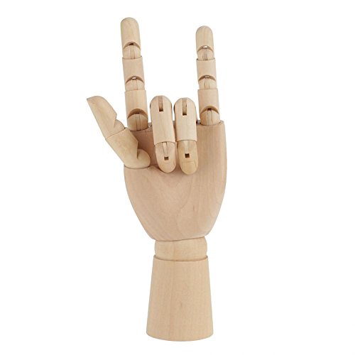 Holz Hand Modell Bewegliche Gelenk Flexible Finger Hand Schaufen terpuppe zum Skizzieren Zeichnung Home Office Schreibtisch Kinder Spielzeug Geschenk (10 Zoll Linke Hand) von HEEPDD