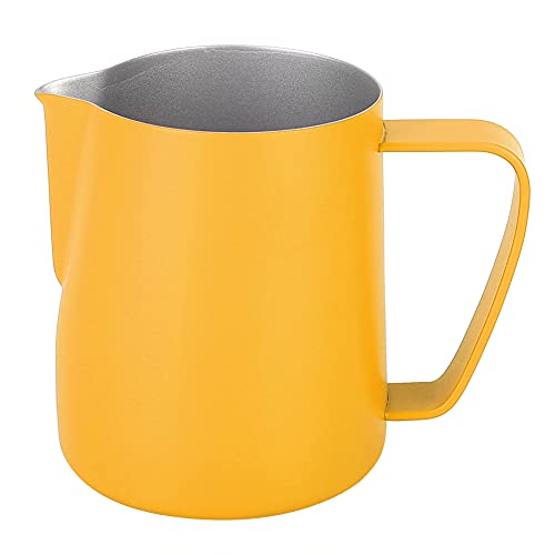 Kaffeeaufschäumbecher, 350 Ml Edelstahl-Milchaufschäumer, Milchaufschäumer, Latte-Behälter, Tasse, Kaffeeutensilien (Gelb) von HEEPDD