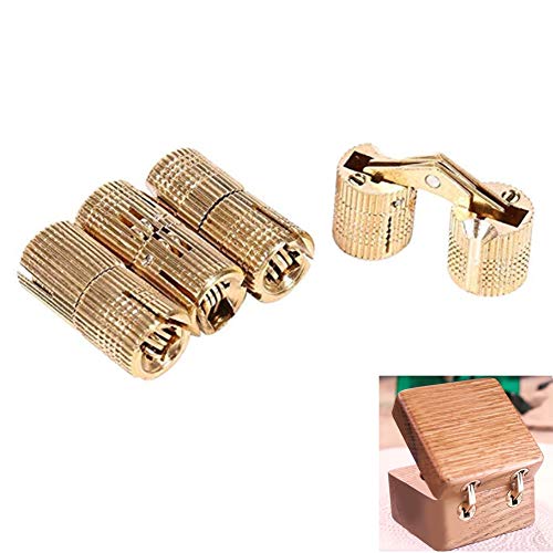 Packung mit 4 versteckten Scharnier unsichtbar verborgen Kupfer Barrel Scharniere Messing verborgen Scharnier DIY Schmuckschatulle Möbel Hand Handwerk Goldene (10 mm) von HEEPDD