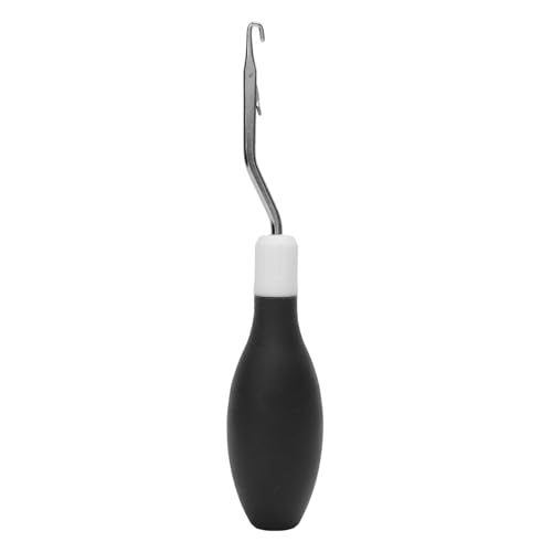Teppich-Knüpfnadel, Strickwerkzeug, Ovale Form, Gummigriff, Tragbare Teppich-Häkelnadel für Stoffhandwerk, Strickhaken für Teppichherstellung, Kunsthandwerk (BLACK) von HEEPDD