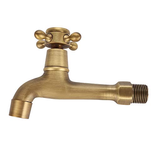 Vintage Massiv Messing Wasserhahn mit Dichtung Pad, G1/2 Single Kaltwasser Wasserhahn Wand Mop Pool Wasserhähne Garten Wasserhahn Auslaufventil für Badezimmer Küche Toilette(Lange) von HEEPDD